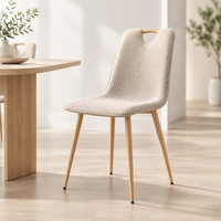 Chaise empilable à dossier en forme de cuillère, design gain de place B2B, siège en tissu, structure en fer, pour café et bistro, commande en gros, OEM