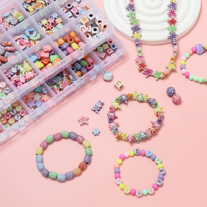 Acrylic Colorful Patterned Large Hole Barrel Beads <b>Box</b> <b>Mixed</b> Shapes For Bracelet Making DIY Jewelry Accessories - Product Image 3