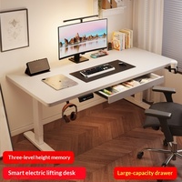 Table de bureau électrique moderne en bois massif avec tiroir, réglable et intelligente, idéale pour l'e-sport, l'étude à domicile et le bureau
