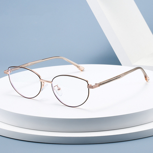 Monture de lunettes optiques pour femmes 69167, petite monture œil de chat en métal, verres anti-lumière bleue, lunettes personnalisées avec logo, montures de lunettes - Product Image 2