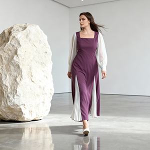 Abaya en polyester uni, tissu de haute qualité, élégant et stylé, sur mesure, vente en gros pour les femmes musulmanes, fabricant - Product Image 3