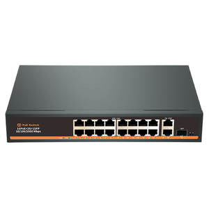 PSE สวิตช์16พอร์ต PoE มาตรฐานคุณภาพสูงพร้อมวอชชิ่ง VLAN 250เมตรระยะไกลไม่มีการจัดการ - Product Image 2