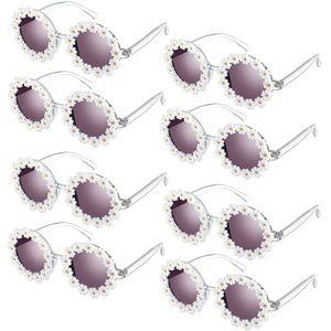 Juego de gafas de sol con forma de flor, 6 colores, montura redonda, protección UV, gafas de sol decorativas para fiestas, accesorio de moda unisex - Product Image 4