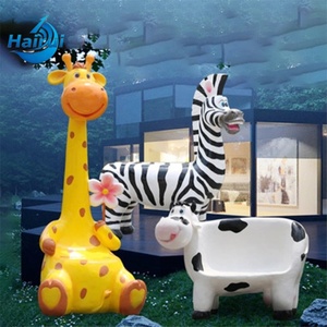 Chaises en fibre de verre ou en résine en forme d'animaux de dessin animé grandeur nature personnalisées / Statues d'animaux girafe, éléphant, chameau pour enfants - Product Image 4
