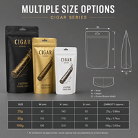 Étui de Voyage Personnalisé Anti-Odeur pour Cigares Humidifiés, Pochette Mylar 1-3 Cigares avec Fermeture Ziplock pour Cigares Cubains Premium