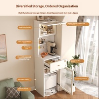 Buffet en bois massif moderne et simple, armoire de rangement haute et basse, style crème, compatible avec les robots aspirateurs, meuble de maison