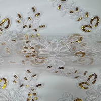 Tissu en Tulle Tricoté Dobby Guipure Brodé de Fleurs 3D 100% Polyester 180gsm Motif Floqué Textile de Maison Garçons Filles Mariage