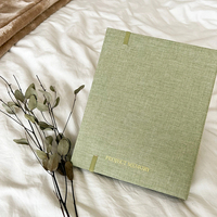 Mini album photo Polaroid Instax en lin vert de luxe avec livre de mémoire à bande élastique au design de feuille d'or