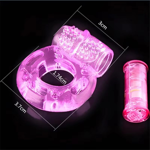 Pink Crystal Look <b>Vibrating</b> Ring Waterproof Adult Wellness Toy Butterfly Design - Product Image 3