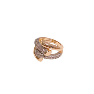 Bague ouverte irrégulière pour femme, or et argent, micro-incrustation de zircon, laiton, bijoux fantaisie, bague pour l'index - Product Image 5