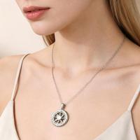 Collier Pendentif Boussole Étoile du Nord en Argent Sterling 925 Gravé avec Pierre de Naissance et Motif Amour, Bijou de Luxe FY, Cadeau de Saint-Valentin