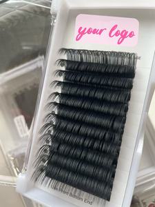 Extensions de cils en volume russe individuelles classiques en velours 0.03, noir mat foncé, en plateaux, avec logo personnalisé, vente en gros - Product Image 3