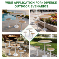 Ensemble de meubles de bar d'extérieur, table ronde en HPL imitation bois, chaise en acier galvanisé imperméable pour jardin, terrasse, balcon