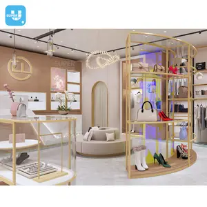 Customized Fashion Accessories Shop Decorations Hot Ornaments Gold Clothing Display Rack For Retail Boutique Store Furniture