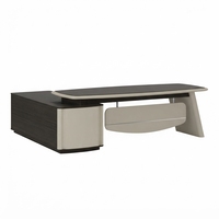 Bureau de direction moderne en bois en forme de L avec armoire latérale pour usage commercial