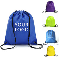 Sac de rangement en nylon imperméable à cordon de serrage avec logo personnalisé sac à dos en polyester à la mode sac de sport sac à dos avec logo personnalisé
