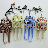 Sac à dos portable en polyester tricoté grande capacité, double usage, avec fermeture à rabat, style ethnique Xinjiang, unisexe, pour les voyages en extérieur