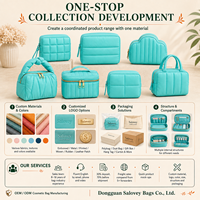 Pochette cosmétique turquoise matelassée, trousse de maquillage, trousse de toilette de voyage, organiseur de beauté avec logo personnalisé, étui à fermeture éclair, OEM ODM