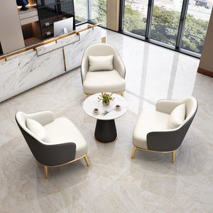 Sillón de Diseño Nórdico con Estructura Metálica, Muebles para el Hogar, Dormitorio de Hotel, Sillón de Cuero Moderno y Lujoso para Sala de Estar - Product Image 2