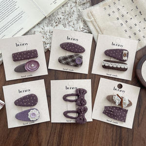 葡萄紫色水滴星星儿童发饰海边碎刘海紫色面料蕾丝发夹 - Product Image 3