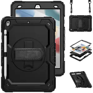 Silicone PC Tablet Case For Ipad 9th Generation 10.2 Inch Case With Built In Rotation Kickstand