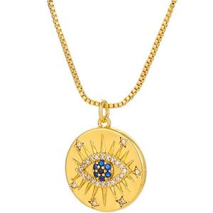 Vintage oro Ojo del diablo geométrico corazón diamante colgante cobre 18K collar gota de agua circón Palma corazón para mujer collar - Product Image 4