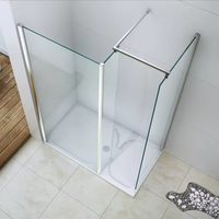 Cabine de douche en verre design pour salle de bain, sans cadre, autoportante, d'angle, avec porte coulissante en verre trempé