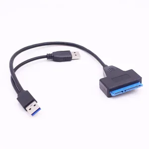 Kualitas Tinggi Ganda USB 3.0 untuk SATA 22Pin Kecepatan Tinggi Kabel Adaptor Converter USB To SATA Eksternal 2.5 Inch SATA/HDD
