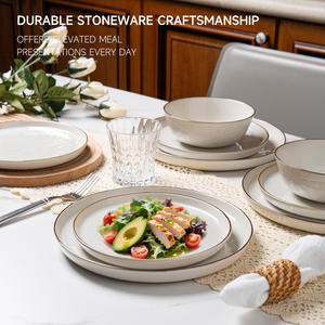 Services <span class=keywords><strong>de</strong></span> <span class=keywords><strong>table</strong></span> en céramique blanche, style moderne et luxueux, durables, étanches, compatibles avec le micro-ondes et le lave-<span class=keywords><strong>vaisselle</strong></span> - Product Image 3