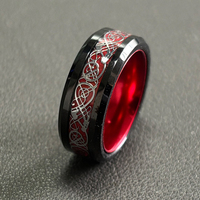 Alin Großhandel Herren Meteorit-Galaxie-Opalring Schwarzer Wolframcarbid-Ehering für Männer Gravierter Ring