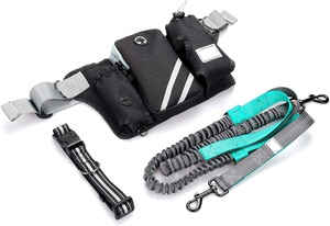 Correa de perro manos libres a la moda, bolsa dispensadora de caca elástica reflectante con doble ASA, cinturón ajustable - Product Image 4