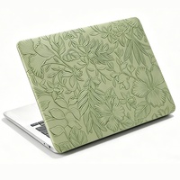 Étui pour MacBook Air 13 pouces 2020-2018 (A2337 M1 A2179 A1932) Coque rigide en plastique et cuir texturé avec motif floral en relief
