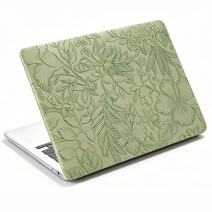 Funda para MacBook Air <span class=keywords><strong>13</strong></span> Pulgadas 2020-2018 (A2337 M1 A2179 A1932) Carcasa Rígida de Plástico con Textura de Cuero y Diseño Floral en Relieve - Product Image 1