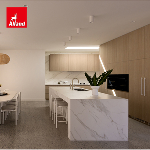 Alland Sydney Villa Project : Portes à panneaux intelligents, fours encastrés, îlots de cuisine en placage de chêne blanc avec sièges - Product Image 3