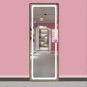 대형 전신 Led 체육관 운동 무료 스탠드 메이크업 액자 거울 램프 터치 스크린 스마트 피트니스 운동 Led 조명 거울