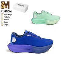 Zapatillas Deportivas Personalizadas con Logotipo, Degradado Ombre Azul, Morado y Verde Menta, Transpirables, con Suela Gruesa, Ligeras