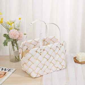 Sac fourre-tout coloré en plastique tissé PP pour femmes, léger et réutilisable, idéal pour le shopping et l'été, vente en gros OEM - Product Image 5