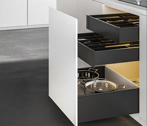 Venta al por mayor de fábrica: Sistema de <span class=keywords><strong>cajones</strong></span> de cocina y comedor deslizantes de doble pared con cierre suave de acero de alta resistencia y cajón con marco. - Product Image 2
