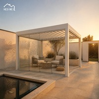 Pergola à portes coulissantes en verre HESIWEI, aluminium écologique, auvent extérieur naturel, terrasse, cour, bord de piscine, villa, hôtel