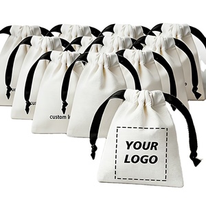 Sacs en toile de coton en gros pour bijoux, sacs à chaussures à cordon, sacs cadeaux, housses anti-poussière personnalisées avec impression de logo - Product Image 1