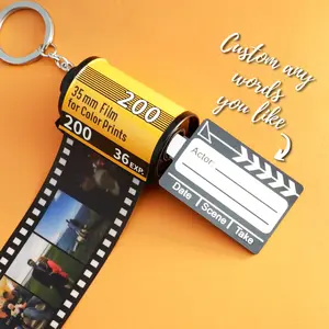 Paar Geschenke DIY Foto Text Alben Cover Schlüssel ringe Benutzer definierte Memorial Valentinstag Liebhaber Geschenk 10 Stück Fotos Filmrolle Schlüssel bund