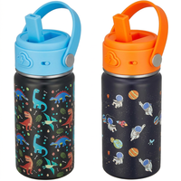 Botol Air Stainless Steel Anak dengan Sedotan 14oz, Tumbler Terisolasi, Tutup Pengunci Anti Bocor untuk Sekolah dan Perjalanan