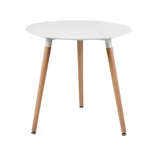 Contemporâneo design nórdico 4 cadeiras perna de madeira maciça MDF rodada top mesa da cozinha mesa de jantar em madeira