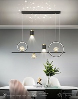 Lámpara Colgante LED Lineal Moderna de Lujo, Anillo Creativo en Negro y Dorado para Comedor, Restaurante, Apartamento, Interior