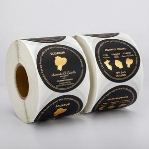 Etiquetas Autoadhesivas Impermeables Ecológicas de Papel Estampado en Oro con Logotipo de Origen Variado, 70% Chocolate Negro, en Rollo para Envasado de Alimentos - Product Image 5