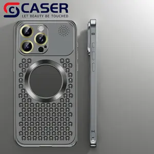 Casing ponsel aromaterapi magnetik radiasi panas, sarung HP lensa jendela besar, desainer kunci pegas untuk Iphone 14 15