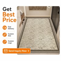 Tapis d'entrée haut de gamme anti-déchirure à motif feuilles, grand tapis de sol en PVC gris-beige avec cadre, design moderne et antidérapant, tapis de sol artistique organique