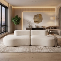 Ensemble de canapés d'angle modulaires modernes, forme semi-circulaire, design sans accoudoirs avec dossier divisé, revêtement en tissu, rembourrage en éponge, pour appartement et villa