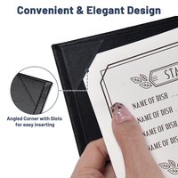 Protège-menus de restaurant en cuir PU, format 4,25 x 14 pouces, à trois volets, avec coins biseautés, pour listes de vins, bars et cocktails