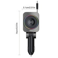 Chargeur de voiture rétractable PD 30W adaptateur de voiture USB C chargeur rapide avec charge sans fil pour iPhone iPad iWatch Samsung